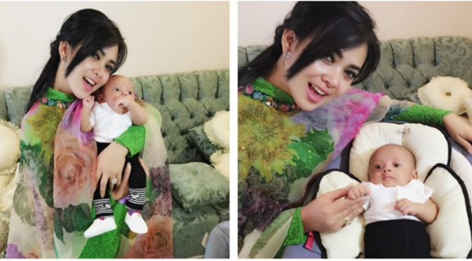 Syahrini dan keponakannya yang masih bayi. (Instagram @princessyahrini) 