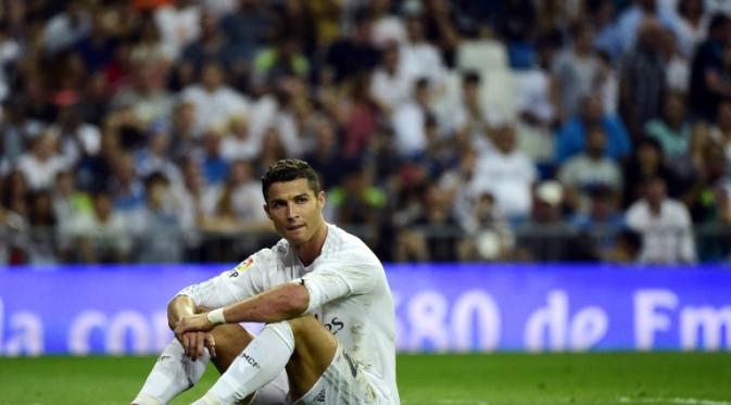 Ekspresi Ronaldo saat gagal mencetak gol untuk Real Madrid