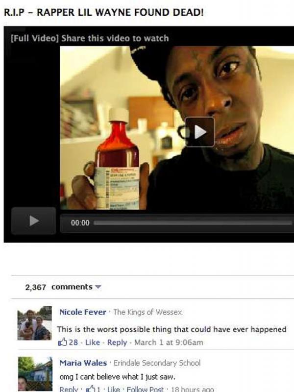 Video 'kematian' Lil Wayne (via ranker.com)