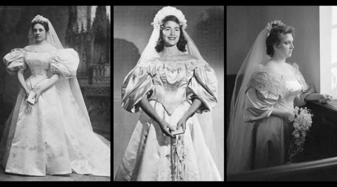 Gaun pengantin dari tahun 1895 ini sudah melalui 4 generasi dan dikenakan oleh 11 pengantin. (foto: News.com.au)