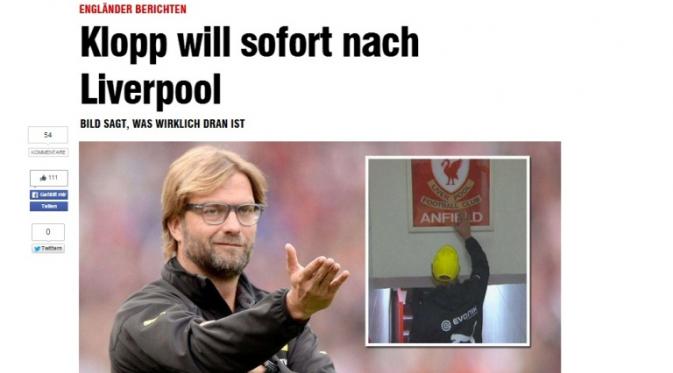 Blind.de memberitakan Jurgen Klopp tak sabar segera melatih Liverpool.