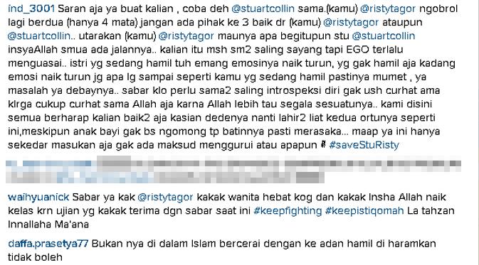 Para netizen berharap agar Risty Tagor tak cerai dengan Stuart Collin. (via instagram.com/ristytagor)