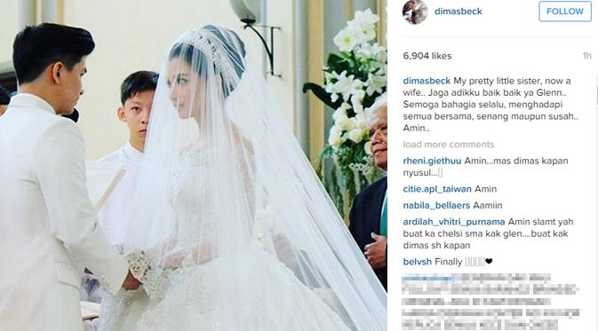 Dimas Beck memberi pesan menyentuh untuk Glenn Alinskie saat menikahi Chelsea Olivia. (foto: instagram.com/dimasbeck)