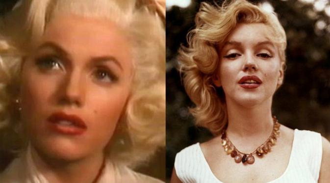Mirip: (kiri) Susan Griffiths, Marilyn Monroe (kanan)