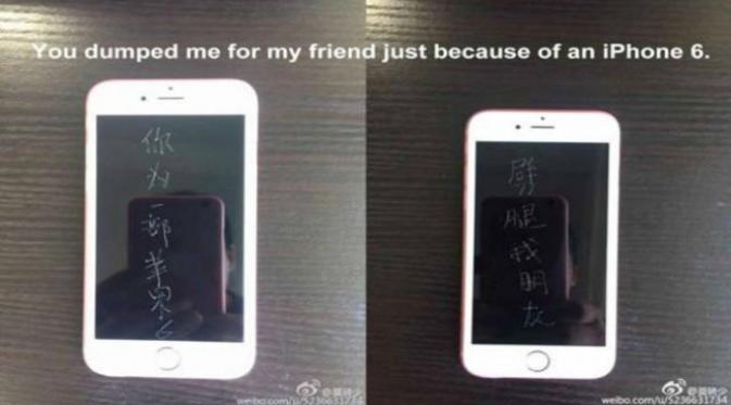 Kau campakkan aku untuk temanku sendiri, karena sebuah Iphone 6. (Shanghaiist)