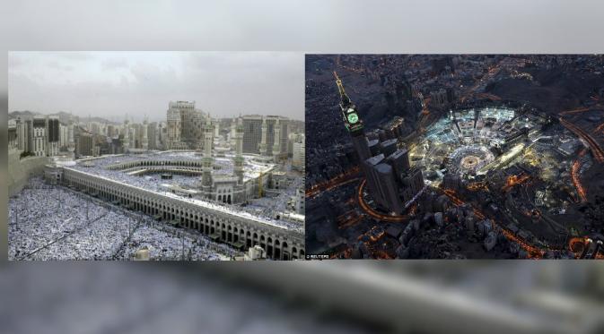 Masjidil Haram sebelum dan sesudah perluasan. 2013 dan 2015 (Reuters) 
