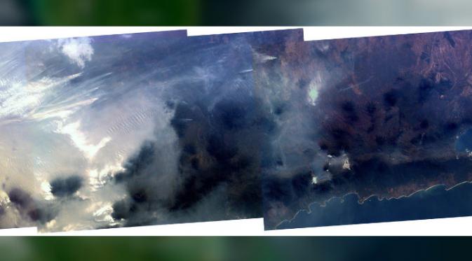 Gambaran situasi  1997 yang tercatat sebagai bencana kabut asap paling parah dalam sejarah (NASA)