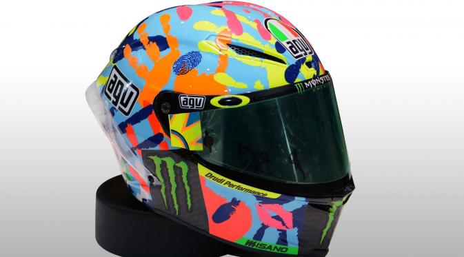 Ini salah satu desain helm milik Rossi di Misano 2014 (ryangarage)