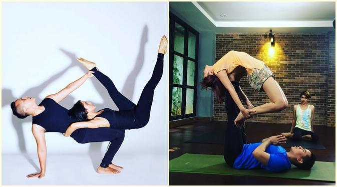 Andien, Marshanda dan Kamidian Radisti ber-akroyoga. (Instagram @penyogastar)