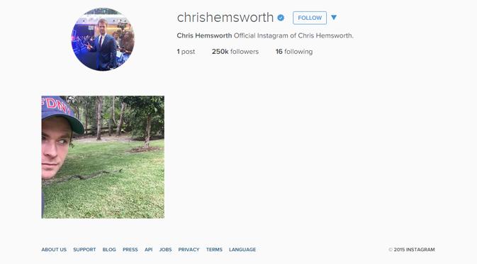Aku Instagram pribadi Chris Hemsworth yang baru dibuatnya. (foto: instagram.com/chrishemsworth)