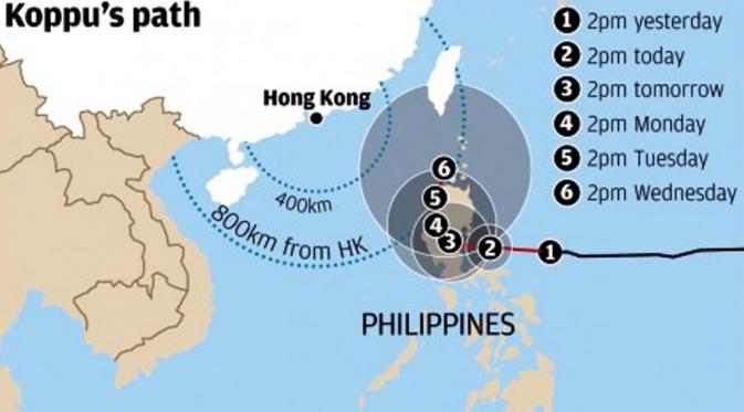 Filipina bersiap hadapi terjangan Topan Koppu (HK Observatory)