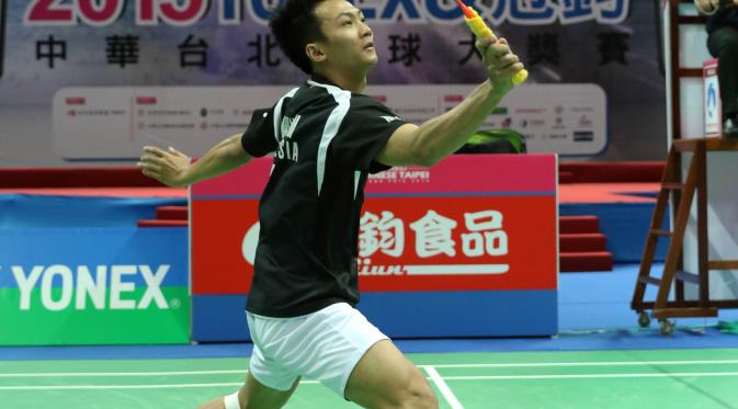 Ihsan Maulana Mustofa gagal menciptakan all Indonesia final tunggal putra Chinese Taipei Open Grand Prix 2015. (Liputan6.com/Humas PP PBSI)
