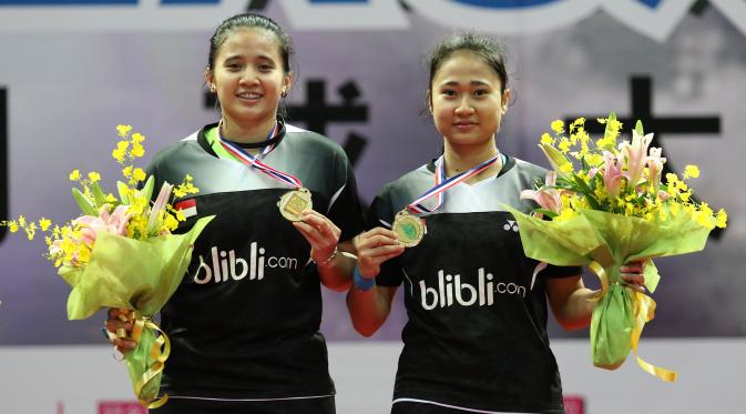 Ganda putri Indonesia Anggia Shitta Awanda/Ni Ketut Mahadewi Istarani menjuarai Chinese Taipei Open Grand Prix 2015, Minggu (18/10/2015). (Liputan6.com/HUmas PP PBSI)