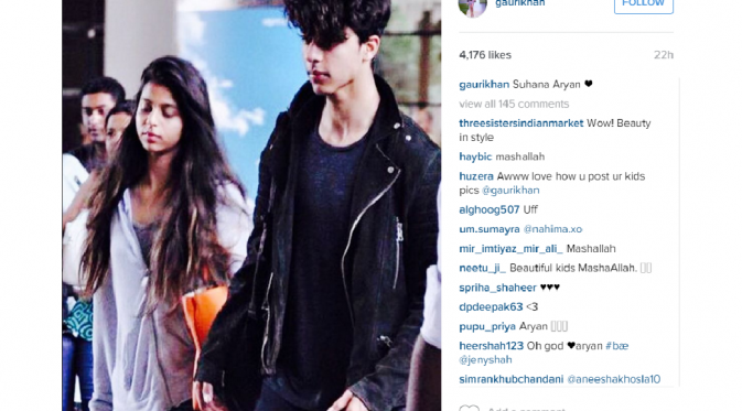 Suhana dan Aryan Khan tampil keren di bandara [foto: instagram/gaurikhan]