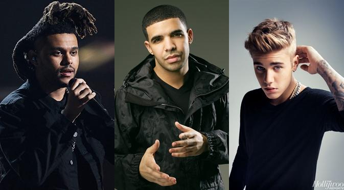 The Weeknd, Drake, Justin Bieber