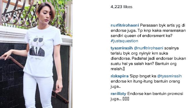 Alasan Tyas Mirasih menjuluki dirinya sebagai ratu endorse. (via instagram.com/tyasmirasih)