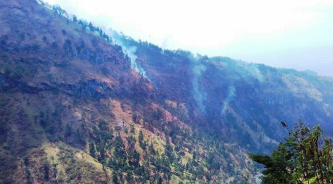 Lereng Gunung Merapi terbakar, Minggu 1 November 2015. (Twitter Sutopo Purwo Nugroho)