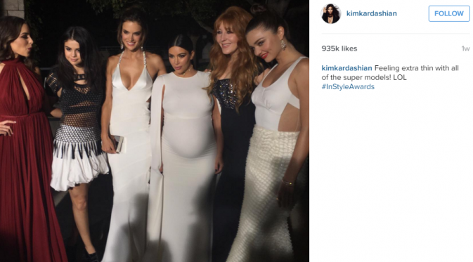 Kim Kardashian tetap merasa langsing meski tengah hamil [foto: instagram/kimkardashian]