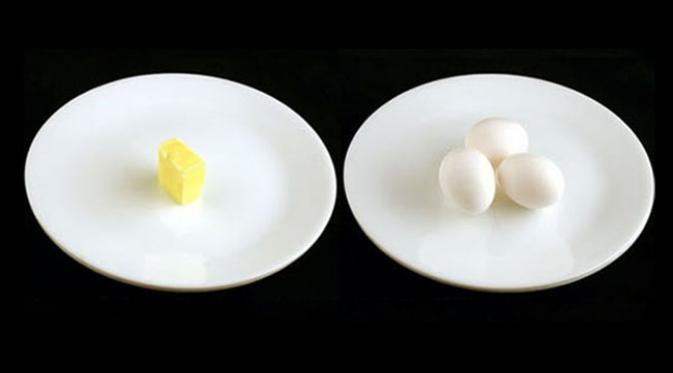 200 kalori pada margarin dan telur. (Via: top.me)