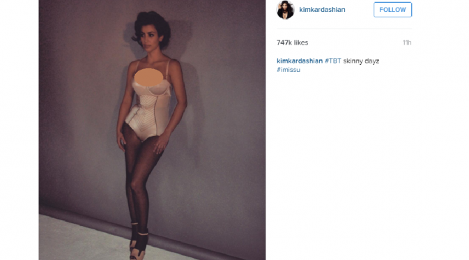 Kim Kardashian rindu tubuh langsing dan seksinya sewaktu muda [foto: instagram/kimkardashian]