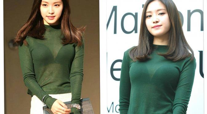 Na Eun yang dikenal manis dan anggun, kali ini tampil mengenakan busana yang cukup berani [foto: koreaboo]