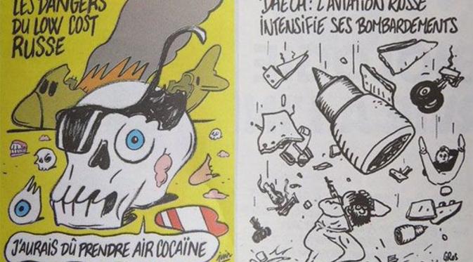 'Hina' Kecelakaan Pesawat Rusia, Majalah Charlie Hebdo Dikecam  (Twitter Deccan Chronicle)