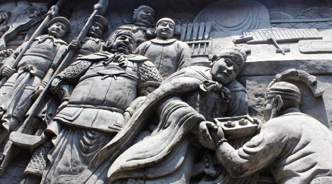 Sosok bijaksana Cheng Ho yang digambarkan dalam sebuah relief
