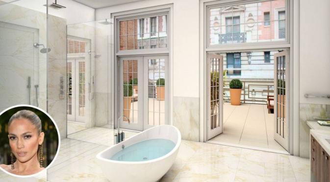 Lapang dan bergaya minimalis, itulah kesan dari kamar mandi seorang J-Lo. (Foto: Facebook/Architecture&Design)