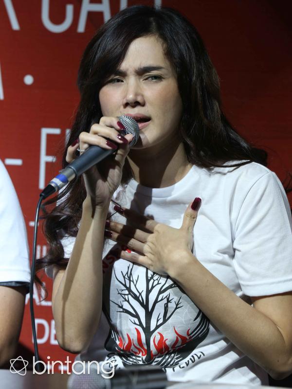 Mulan Jameela dalam preskon Konser Melawan Asap (Nurwahyunan.Bintang.com)