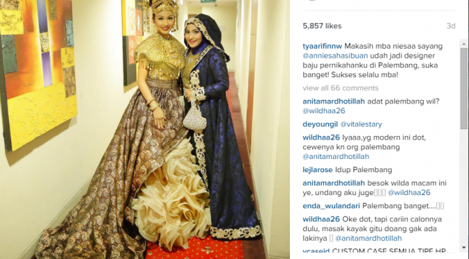 Tya Arifin dalam balutan busana pengantin karya Anniesa Hasibuan. [Foto: instagram.com/tyaarifinnw]