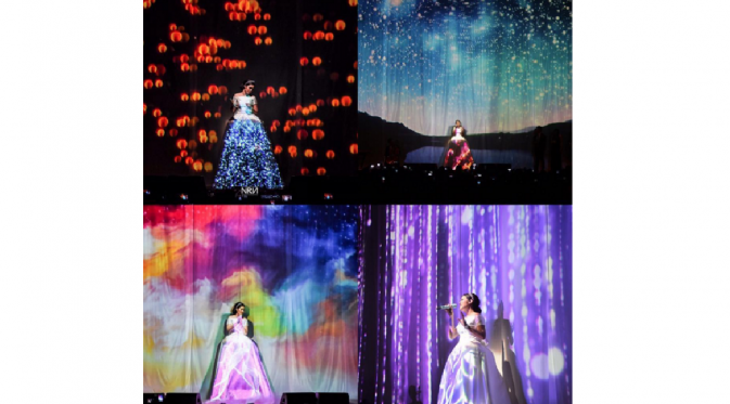 Permainan visual pada gaun Raisa dalam konser `Pemeran Utama` [foto: instagram/raisa6690]