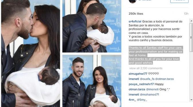 Sergio Ramos mendapat anak kedua (Instagram)