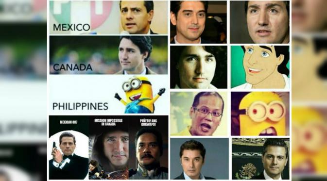 Meme lucu pemimpin negara Kanada dan Meksiko dalam pertemuan APEC di Manila, Filipina. (Phil Star)