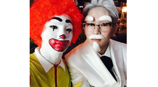 Key dan Onew SHINee dalam perayaan Halloween [foto: koreaboo]