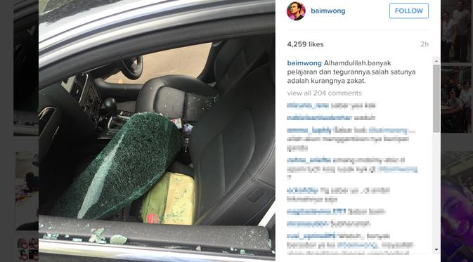 Baim Wong juga meminta agar followersnya lebih waspada saat memarkir mobil. (foto: instagram.com/baimwong)