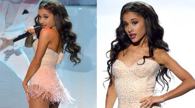 Ariana Grande saat tampil di American Music Awards 2015. (foto: aceshowbiz.com)