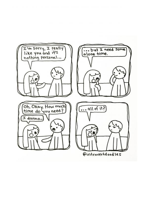 Introvert senang ditinggal sendirian. (Via: boredpanda.com)