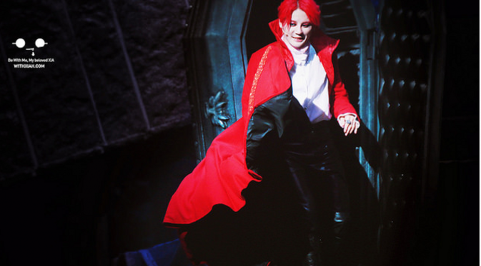 Junsu saat memerankan Dracula d drama musikal berjudul serupa yang dipentaskan 2014 silam.