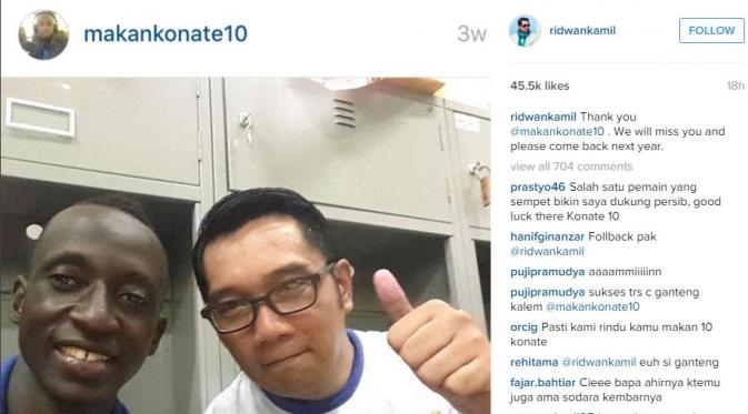 Ridwan Kamil ucapkan selamat tinggal kepada Makan Konate (Instagram)