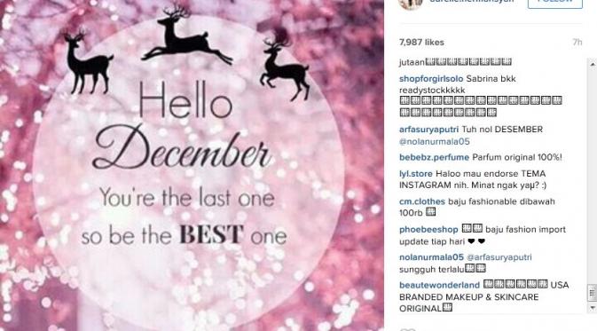 Aurel Hermansyah optimis menyambut bulan Desember. (Instagram @aurelie.hermansyah)