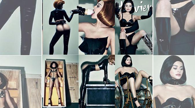 Hasil pemotretan Kylie Jenner yang seolah menjadi boneka seks di majalah Interview. (foto: huffingtonpost)