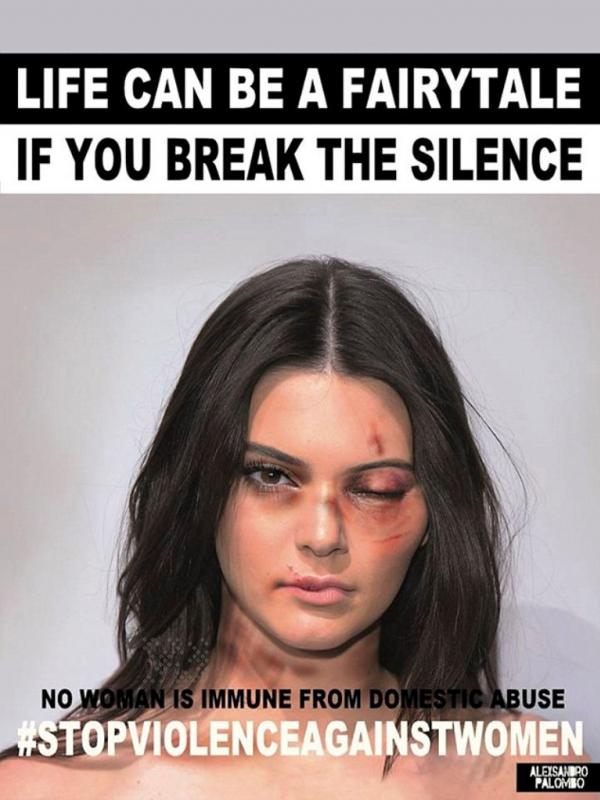 Kendall Jenner untuk kampanye anti kekerasan pada perempuan. Sumber: Dailymail