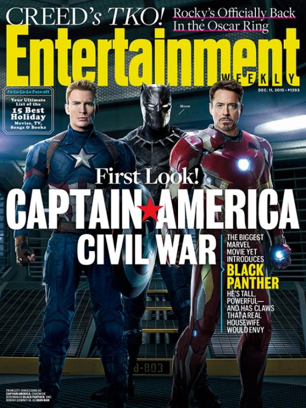 Sampul Captain America: Civil War di majalah Entertainment Weekly. (Comic Book Movie)