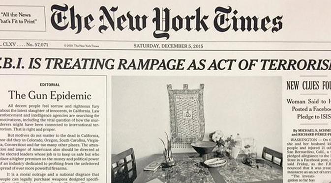 New York Times Buat Tajuk Bersejarah tentang Senjata Api di AS (Reuters)