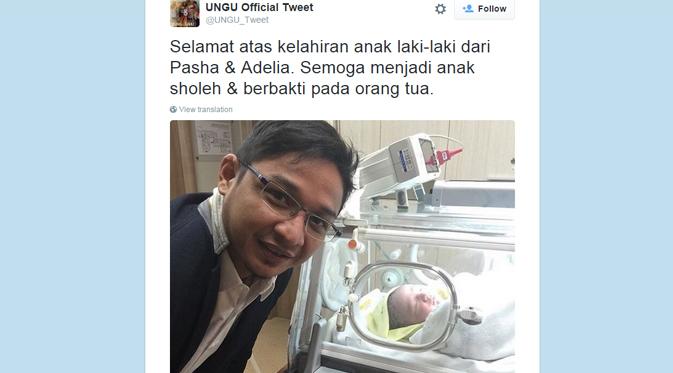 Istri Pasha Ungu melahirkan anak ketiganya. (foto: twitter.com/ungu_tweet)