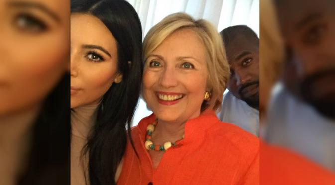 Selfie Kim Kardashian, Hillary Clinton dan Kanye West. (Time)