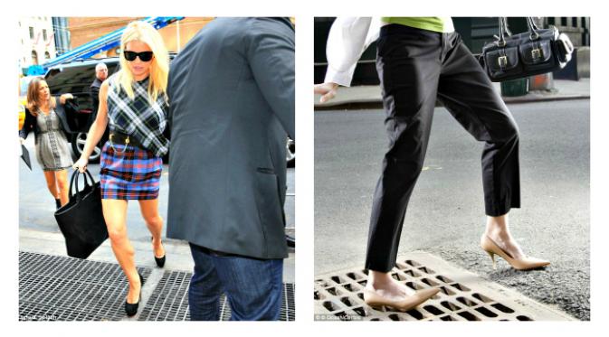 Kerepotan sepatu hak tinggi adalah ketika bertemu dengan jalan-jalan yang 'jahat' (Sumber Daily Mail)