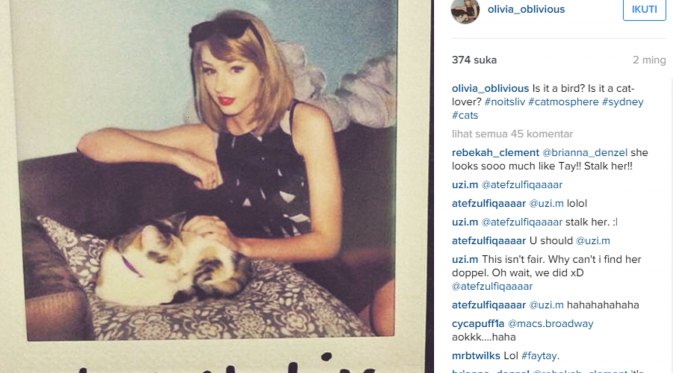 Netizen heboh melihat Instagram kembaran Taylor Swift, gadis asal Australia bernama Liv berusia 19 tahun, tinggal di Australia.