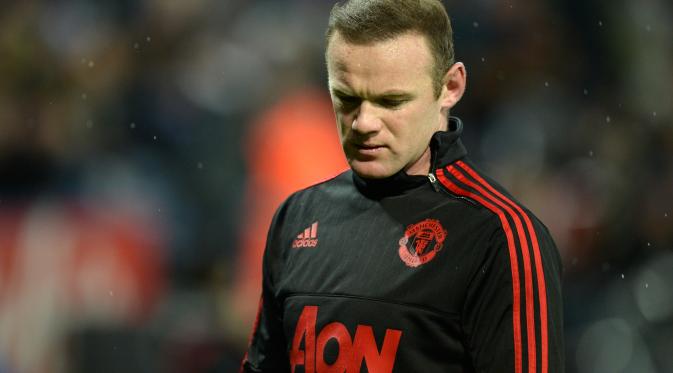 Salah satu ekspresi penyerang Manchester United Wayne Rooney, pada pertandingan Premier League melawan Leicester City, di King Power Stadium, Leicester, 28 November 2015. Laga itu berakhir 1-1. (AFP PHOTO / OLI SCARFF)