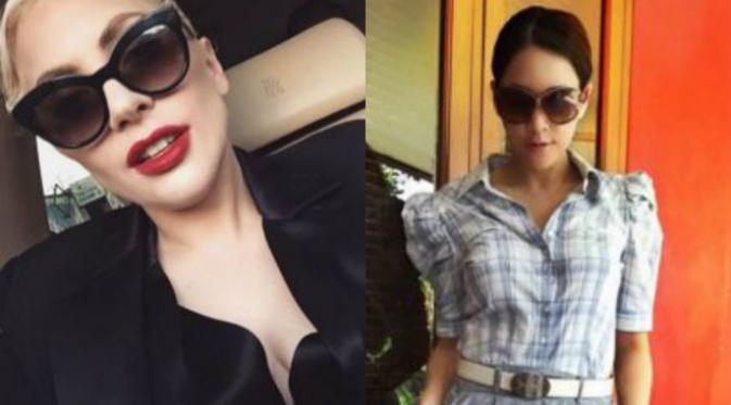 Structured sunglasses milik Lady Gaga dan Maia Estianty.